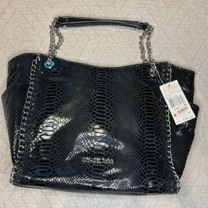 Michael Kors MK black leather Medium tote NEW WITH TAGS